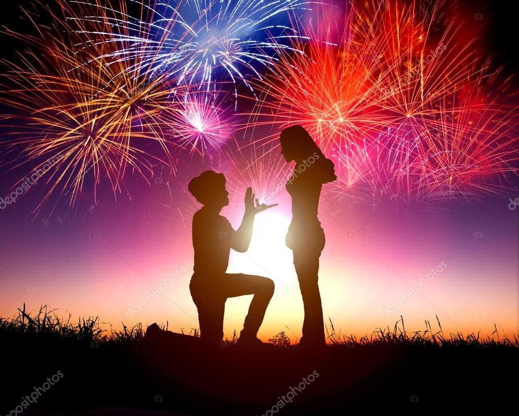 Romantisches Feuerwerk f f r Hochzeit